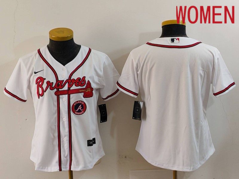 Women Atlanta Braves Blank White Game 2024 Nike MLB Jersey style 6->->